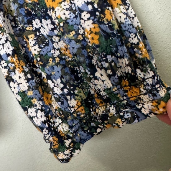 J. Jill Smocked Relaxed Rayon Blouse In Navy Blue Wildflowers Print Size 2X - Picture 8 of 14